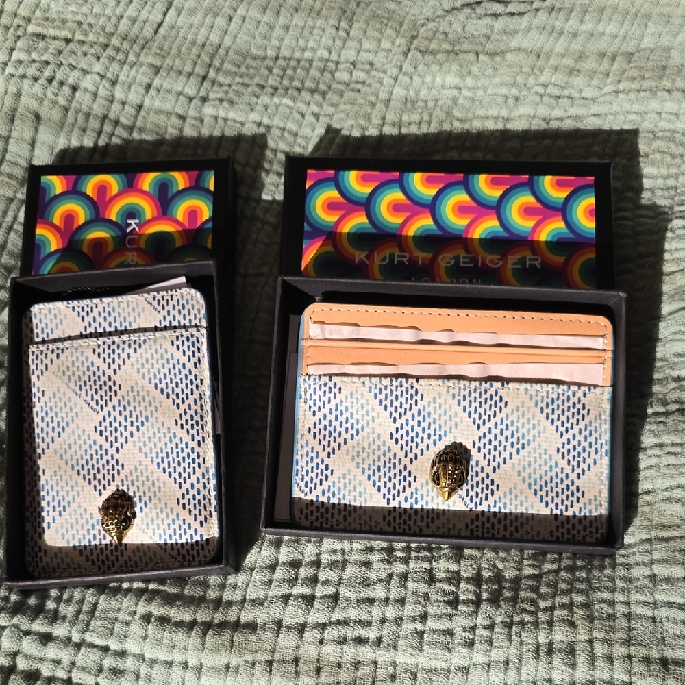 Kurt Geiger White and Blue Card Holder and Wallet Set